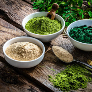 Arcillas y plantas en polvo